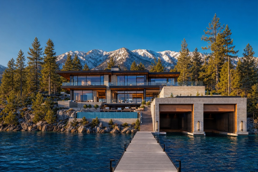 Contemporary Lake Tahoe lakefront home, Nevada shore